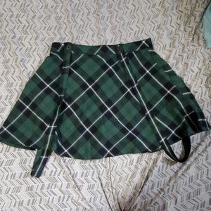 Royal Bones green plaid suspender skirt